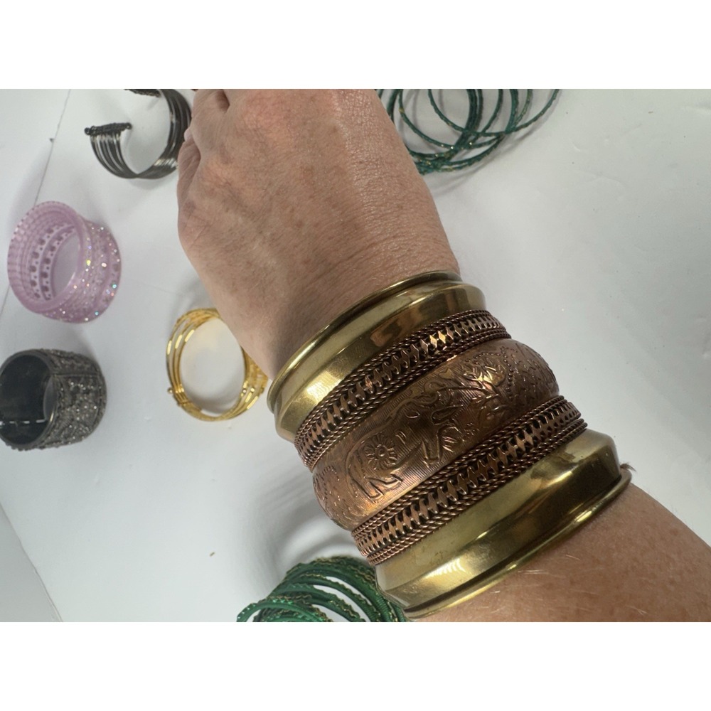 100pc Indian Bollywood Bangle Bracelet Lot Rhinestone Small 2.25-2.625" - Picture 10 of 14